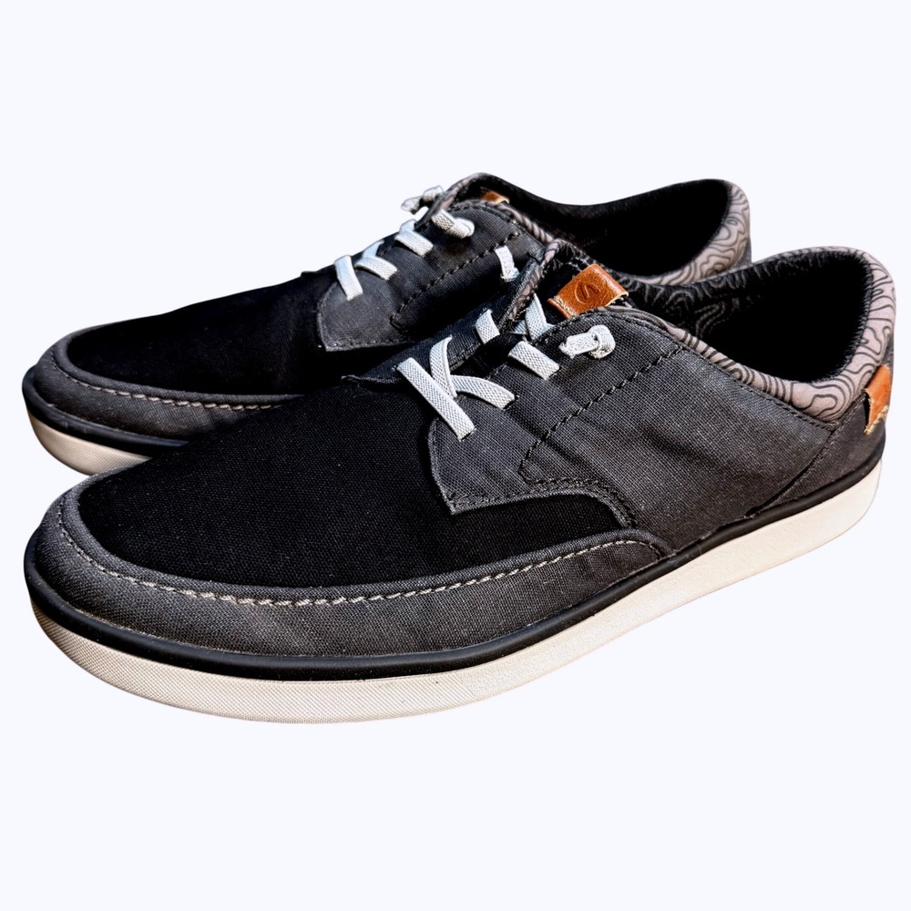 Clarks Collection Mens 12 Black Grey Canvas Bungee Lace Loafer Sneaker